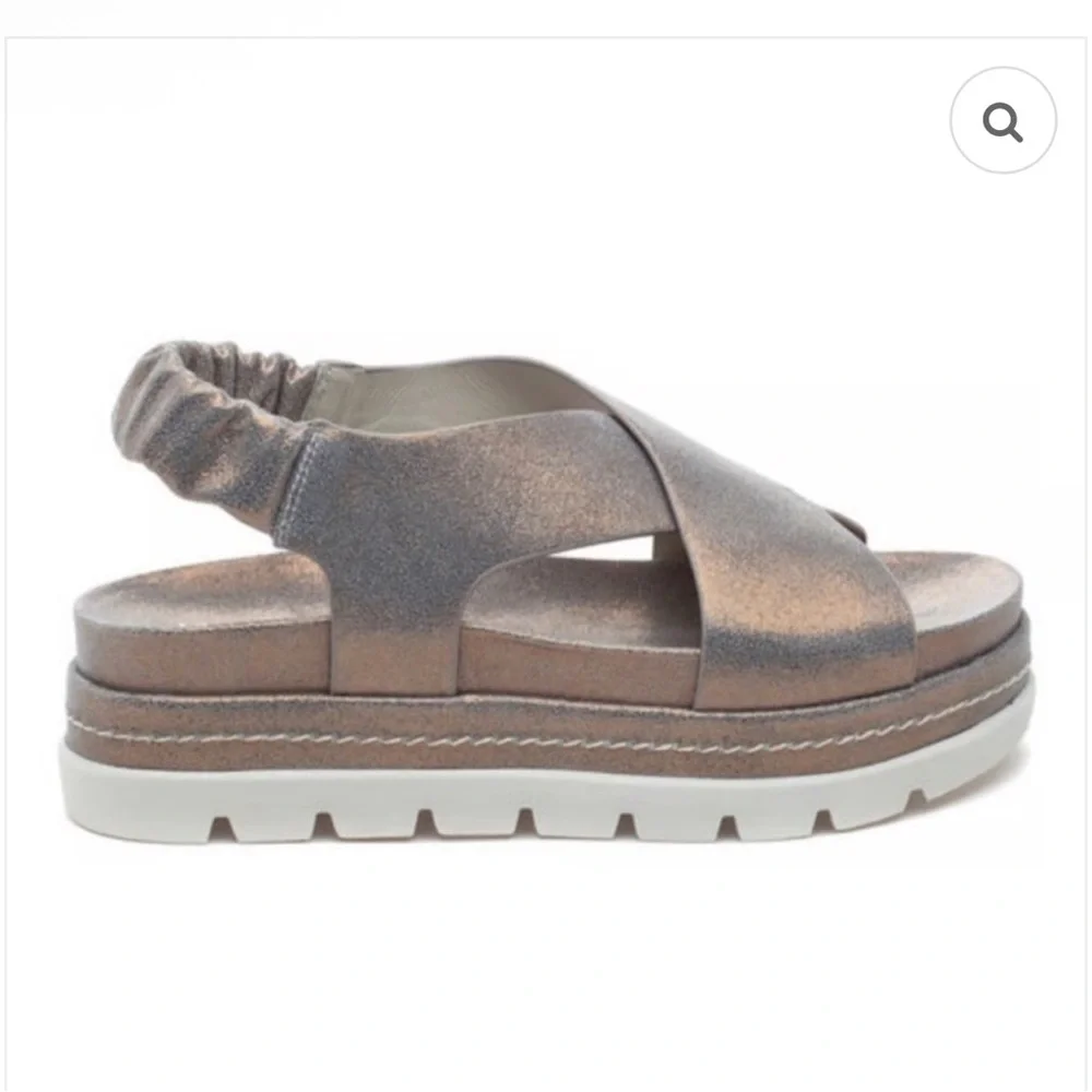 J Slides J/SLIDES‎ RESA CRISS CROSS SANDAL METALLIC BRONZE SUEDE